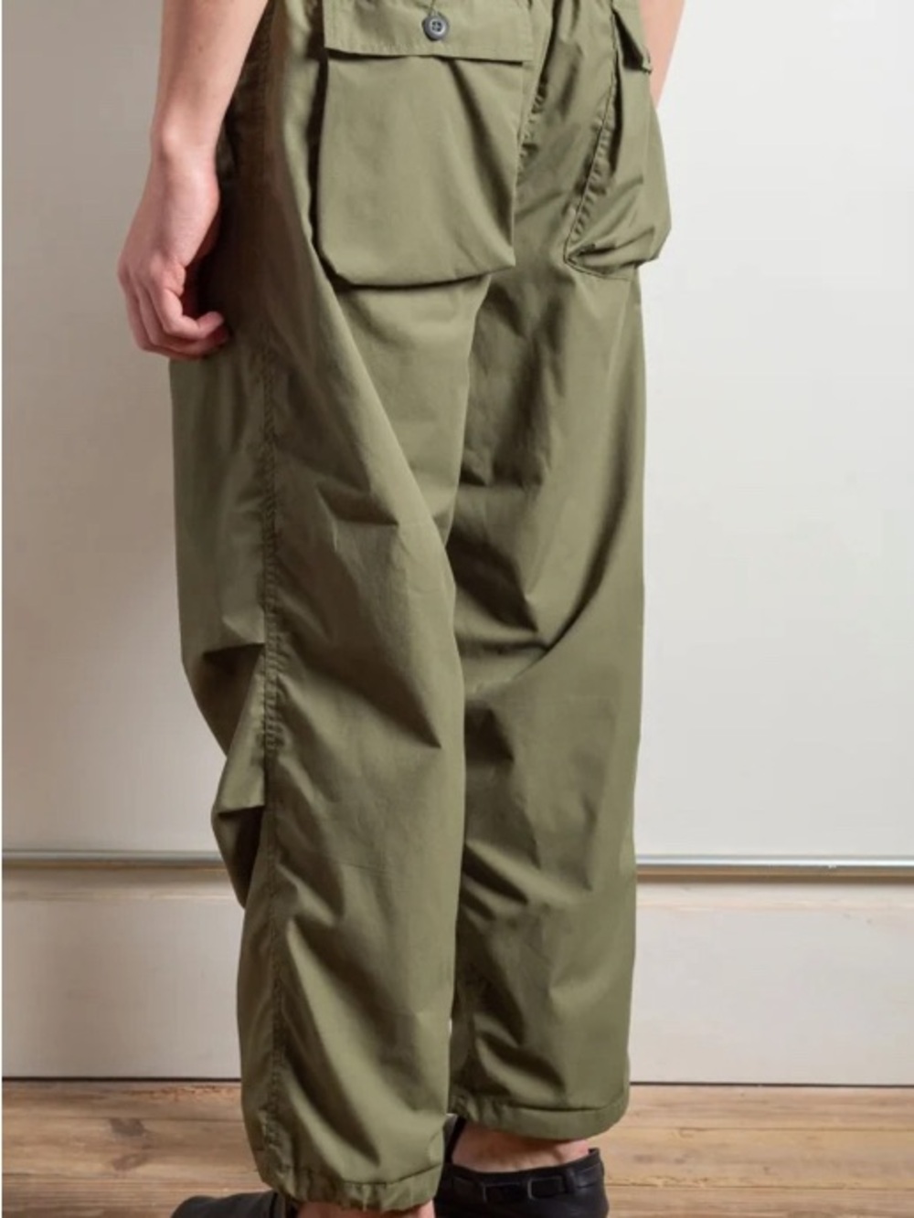 Men's Olive Green Cargo Pants with Drawstring Waist
